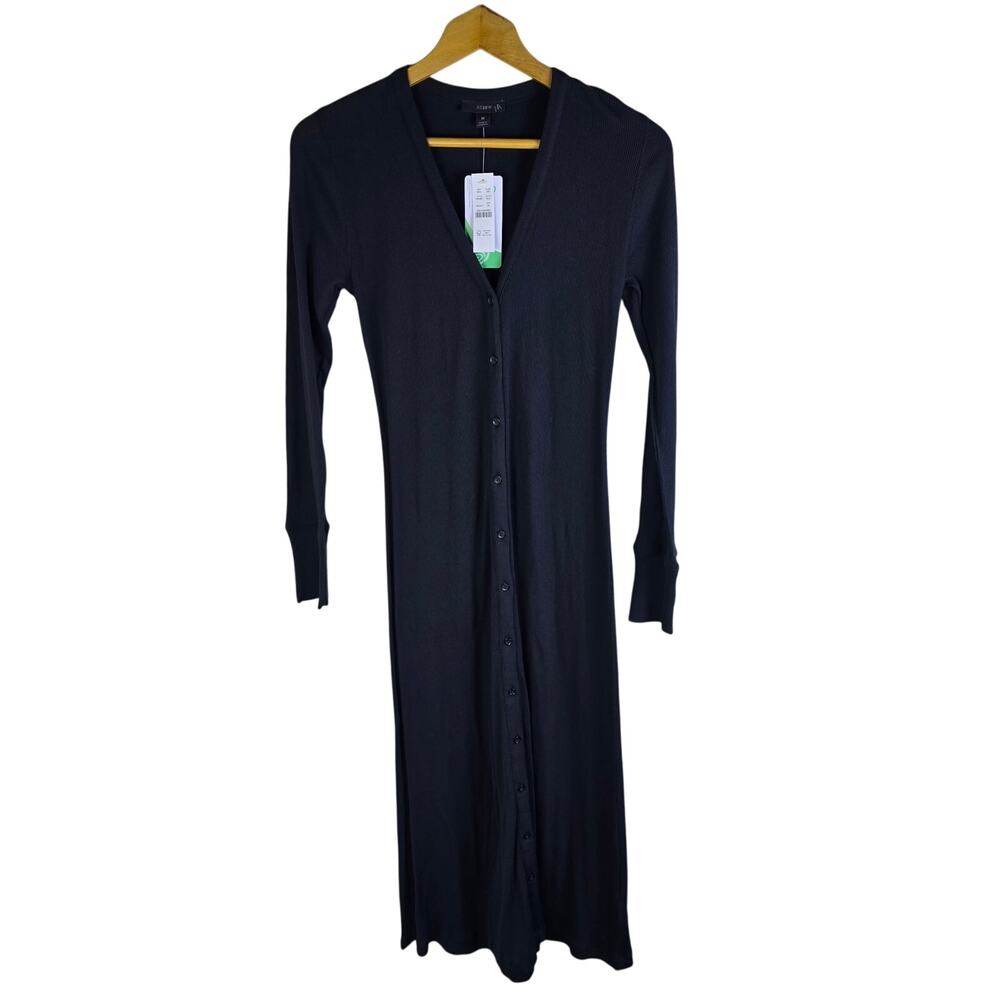 J. Crew Ribbed Button-Front Knit Midi Dress - Medium - Black - NWT - BA960